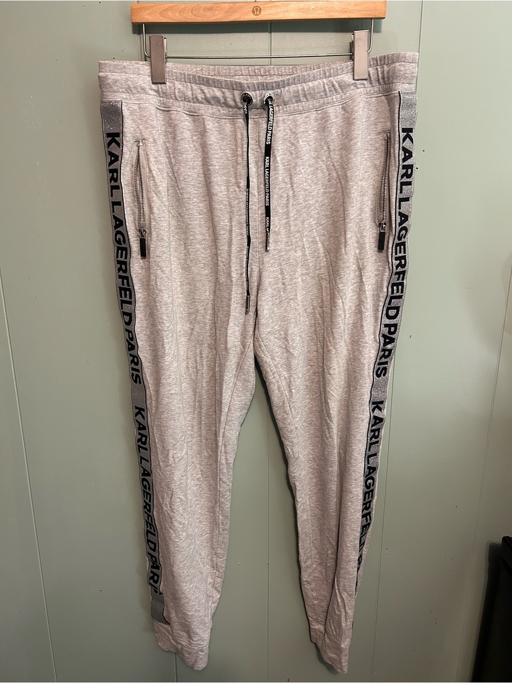 Karl Lagerfeld Light Gray Logo Tape Sweatpants